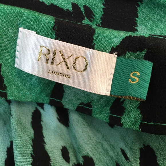 Rixo Women's Moss Necktie Tiger Stripe Blouse - Green - Picture 8 of 9